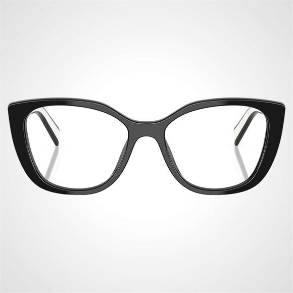 New PRADA Eyeglasses Cat Eye Black White Gold 53-17-140 Womens - Picture 4 of 6